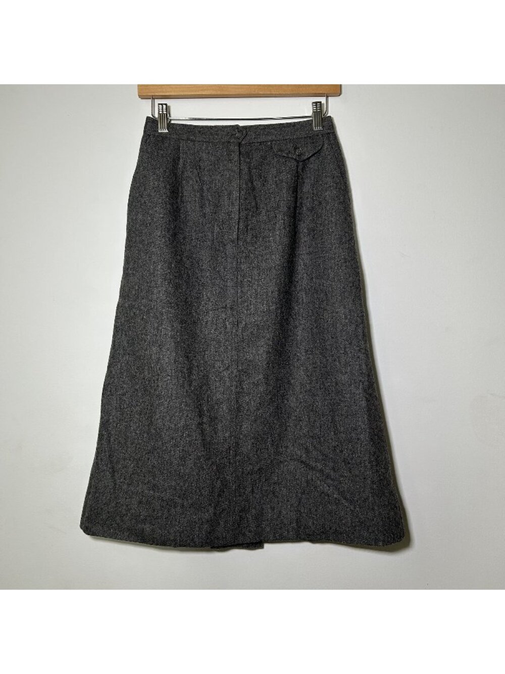 Vintage The Villager Grey Wool Blend A-Line Midi Skirt Women's 10